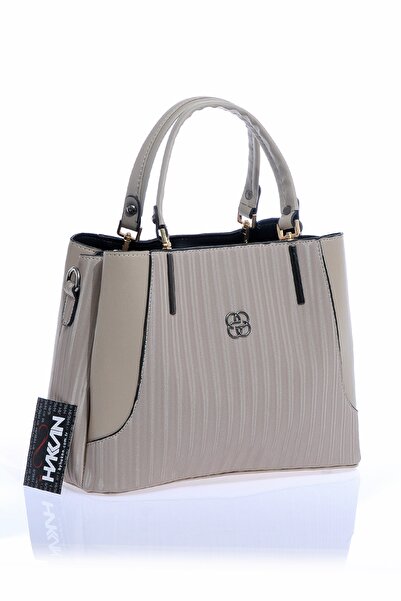 By Hakan Dm-1242 Geantă de mână și de umăr pentru femei cu dungi din nurcă