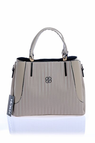 By Hakan Dm-1242 Geantă de mână și de umăr pentru femei cu dungi din nurcă