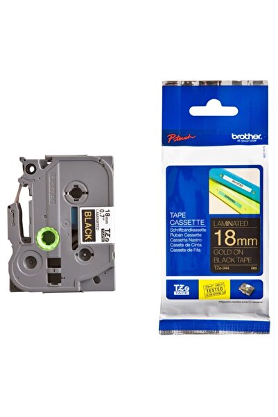 Brother Tze-344 18mm Siyah Üzeri Altin Etiket