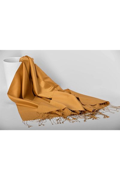 ARMANDA Mustard Silk Shawl 3011 - Double Sided, Solid Color