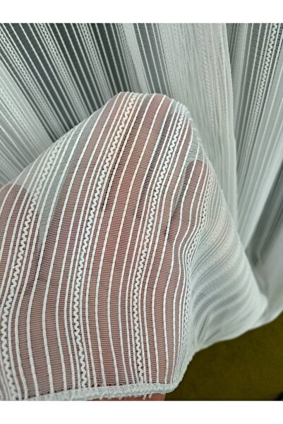 GOGOPERDE Çizgilimakarna Modern Tül Perde 1/2 Pileli