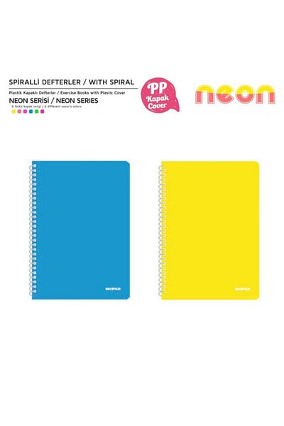 Mopak Neon Series A4 Spiral PP Cover Notebook 72 Yp Checkered 2-Piece