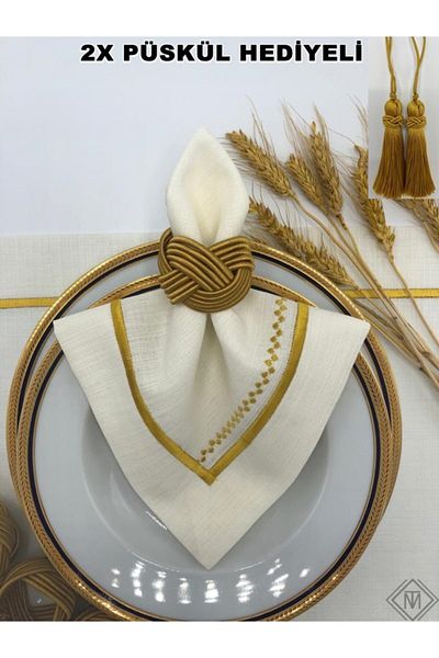 KATMERTEKS Gold Napkin Ring Ring - 10 Pieces Twisted Model