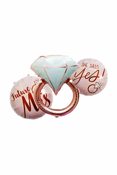 Rose Gold Yüzük Şekilli 3'lü Balon Set