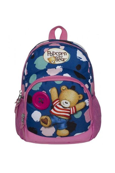 ÜMİT ÇANTA Popcorn the Bear - Girl's Blue-Pink Kindergarten Backpack