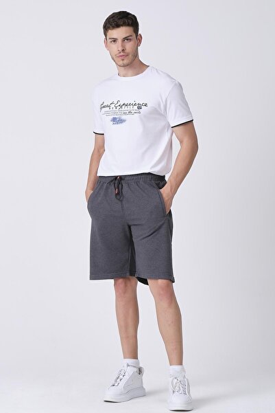 Giymoda Ανδρικό αυθεντικό σορτς βερμούδας με κανονική εφαρμογή Anthracite