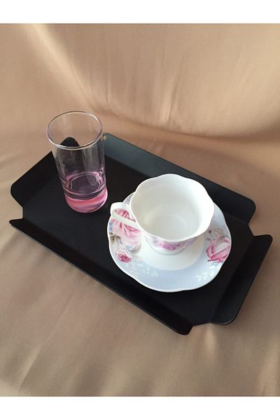 Rosyvien Metal Tray, Black Rectangular Presentation and Serving Tray, Decorative Small Size Tray, Promise Engagement Tray