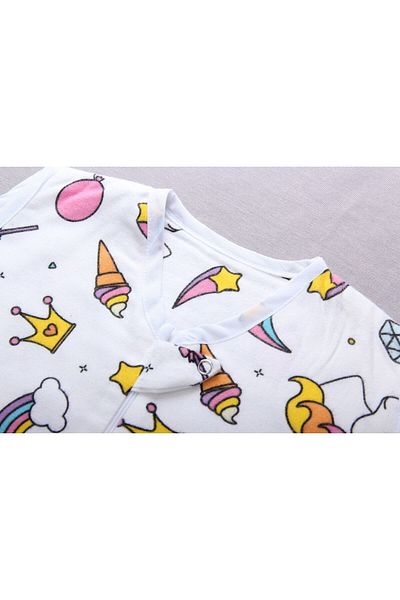 DİDABABY Unicorn Print Winter Sleeveless Jumpsuit - 100% Cotton, 21-24 Degree Room