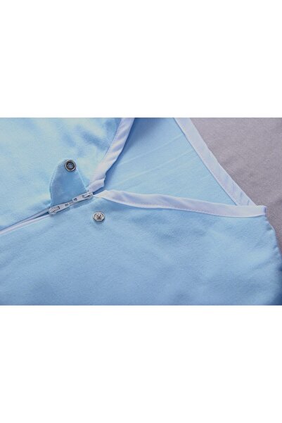 DİDABABY Winter Long Sleeve (21-24 DEGREE ROOM TEMPERATURE) 100% Cotton Flannel Plain Blue Color Sleeping Bag