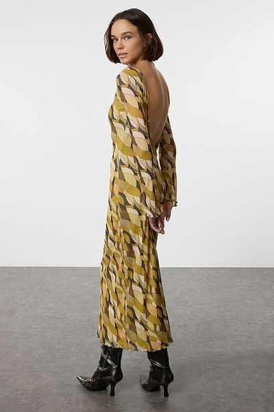 Trendyol Collection Πράσινο Maxi Stretchy Πλεκτό Μολύβι Φόρεμα - Πίσω Λεπτομέρεια που εφαρμόζει στο σώμα TWOAW24EL00319
