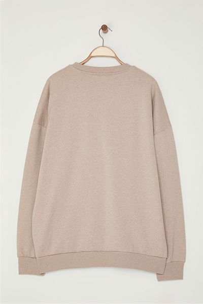 Trendyol Collection Large Size Embroidered Oversize Sweatshirt - Crew Neck Tmnaw25Ao00014