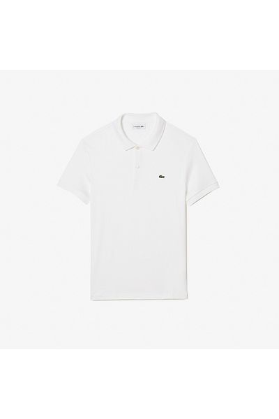 Lacoste تي شيرت أبيض بياقة بولو وأكمام قصيرة DH2050-00-001