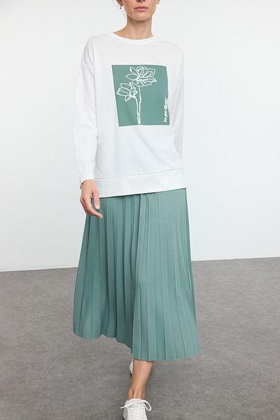 Edit by Trendyol Mint Knitted Set with Pleated Skirt - Tedaw25Us00017