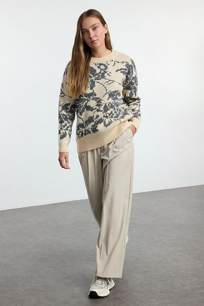 Trendyol Collection Pulover din tricotaje cu textura moale cu imprimeu floral - TWOAW25KZ00219