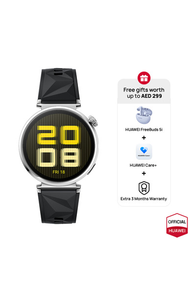 Huawei ساعة ذكية GT5 41 ملم - حافظة طبلة 7 أيام، أسود + هدايا