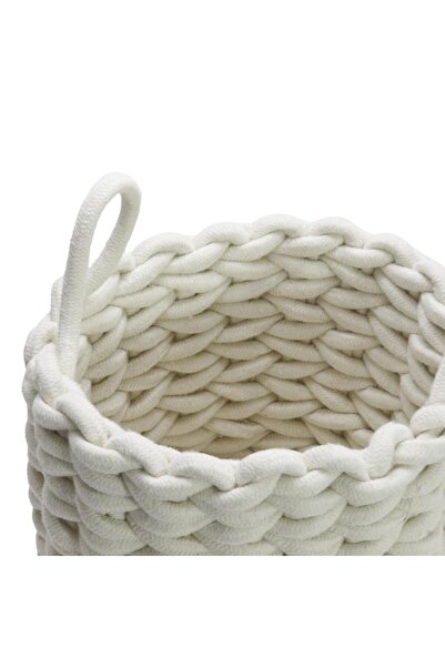 T.Concept White Rope Macrame Basket - Elegant Knitted, Medium Size (m)
