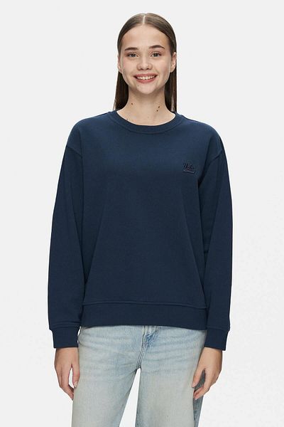 UCLA Sunniva Navy Blue Embroidered Crew Neck Women's Sweatshirt - Loose Fit