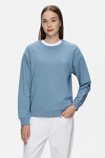UCLA Sunniva - Blue Embroidered Crew Neck Women's Sweatshirt, Loose Fit