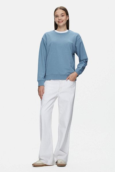 UCLA Sunniva - Blue Embroidered Crew Neck Women's Sweatshirt, Loose Fit
