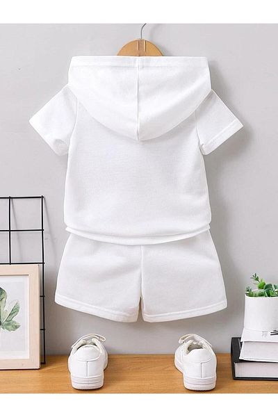 GLOWES Los Angeles Printed Unisex Children's Hooded T-shirt and Shorts Set