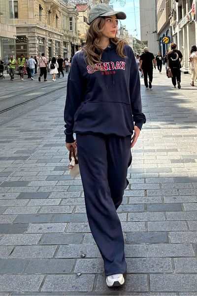 Seeh Γυναικεία αθλητική φόρμα Navy Blue με κουκούλα - SH184