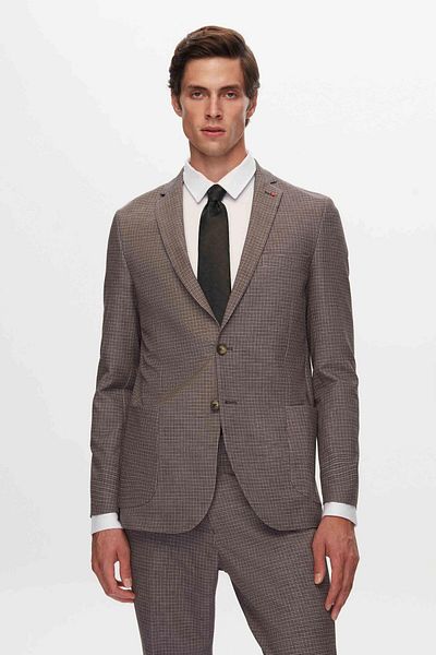 D'S Damat Καφέ κοστούμι Magic Slim Fit