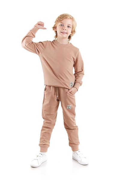 AHENGİM Unisex Σετ φούτερ και παντελόνι από βαμβάκι - Back To School Trend, Σετ 2 τεμαχίων Ak2528
