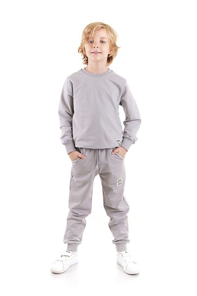 AHENGİM Unisex Σετ φούτερ και παντελόνι από βαμβάκι - Back To School Trend, Σετ 2 τεμαχίων Ak2528