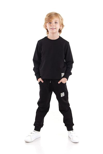AHENGİM Unisex Σετ φούτερ και παντελόνι από βαμβάκι - Back To School Trend, Σετ 2 τεμαχίων Ak2528
