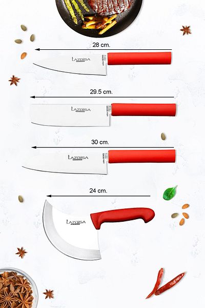 LAZBİSA Asia Series 12 Piece Kitchen Knife Set - Masat Pastry, Knife and Wooden Spoon 056