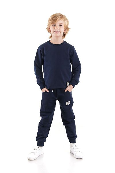 AHENGİM Unisex Σετ φούτερ και παντελόνι από βαμβάκι - Back To School Trend, Σετ 2 τεμαχίων Ak2528