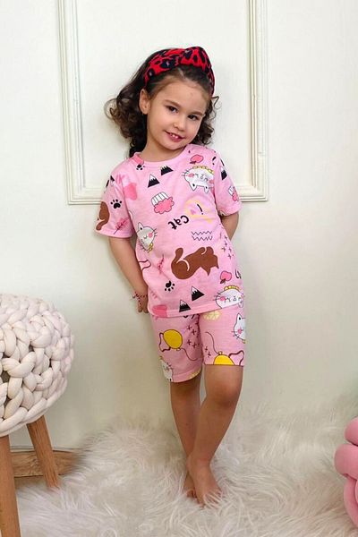 Harika KIDS Girl's Cotton Combed Fabric Pajamas Set with Shorts