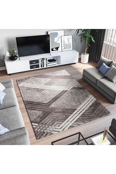 RENKLİBUTİK 12 M2 Non-Slip Washable Carpet Cover - Modern Patterns, Velvet Texture, Elastic and Sponge