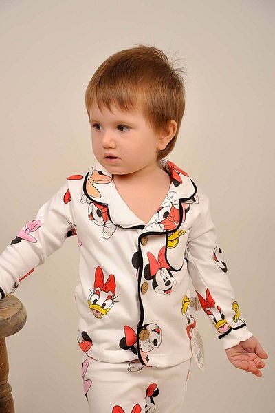 Peki Cotton Striped Baby Pajama Set - Collar Bow, Duck Mouse 14872