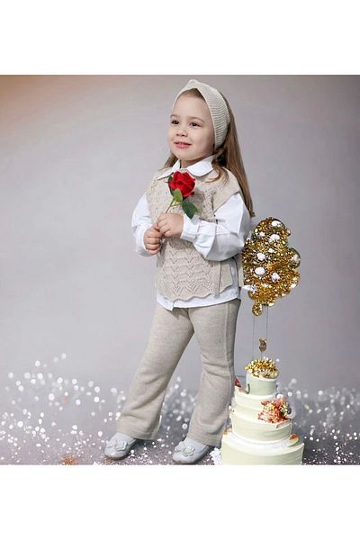 SANTRALBEBE Girl's Knitwear 3 Piece Set