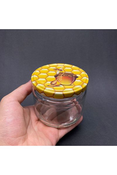 Paşabahçe 10 Pieces 300 Cc Glass Magnolia Jar with Honeycomb/Honey Pattern Metal Lid