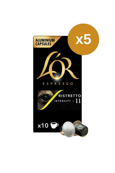 L'OR Espresso Ristretto Intensity 11 Coffee Capsules Packs of 10 Drinks