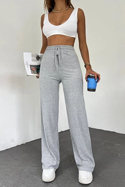 Hera Moda Női szürke Palazzo bordás széles szárú Camisole melegítőnadrág