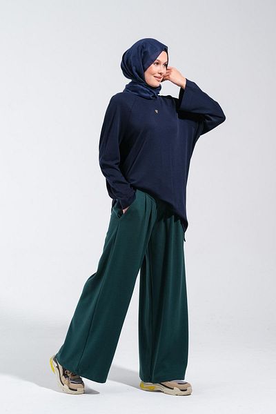 Plistre 2250_Beli Elastic Pleat Detailed Side Pocket Skirt Trousers