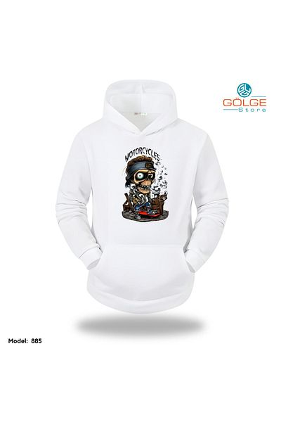 Gölge Store Φούτερ MoTorCycLeS με στάμπα στήθους Oversize Unisex με κουκούλα