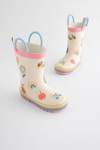 Next Baby Cizme de ploaie impermeabile cu model animal crem