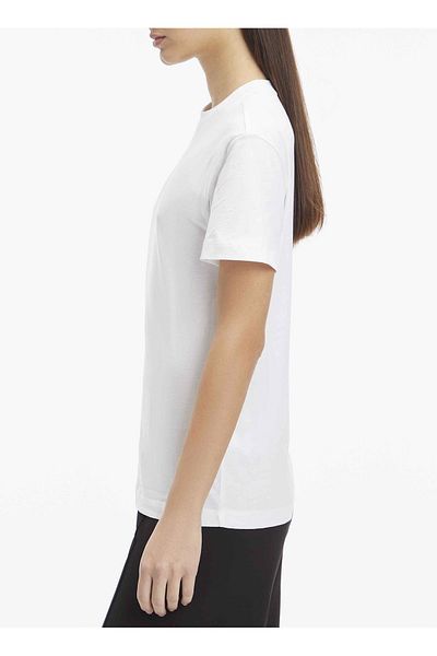 Calvin Klein Round Neck Printed White Women's T-Shirt Nano Logo Regular T-Shirt