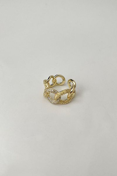 Modex Adjustable Zircon Stone Solid Brass Braid Ring - Chain Patterned
