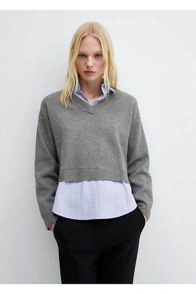 MANGO Woman Design combinat de cămașă și pulover