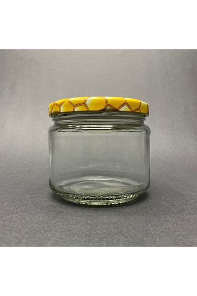 Paşabahçe 10 Pieces 300 Cc Glass Magnolia Jar with Honeycomb/Honey Pattern Metal Lid