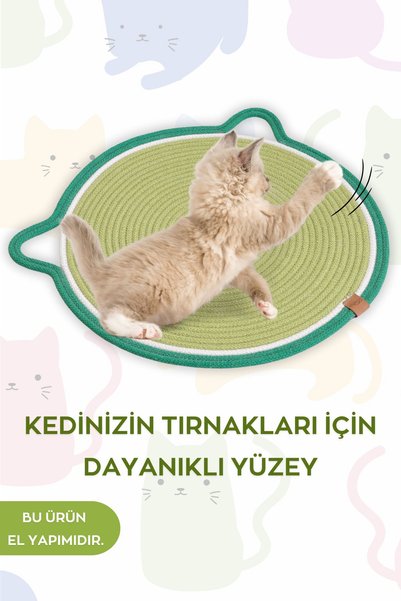 DALİSA Jüt Kedi Matı, Evcil Hayvan Mama Paspası, Dekoratif Hasır Paspas