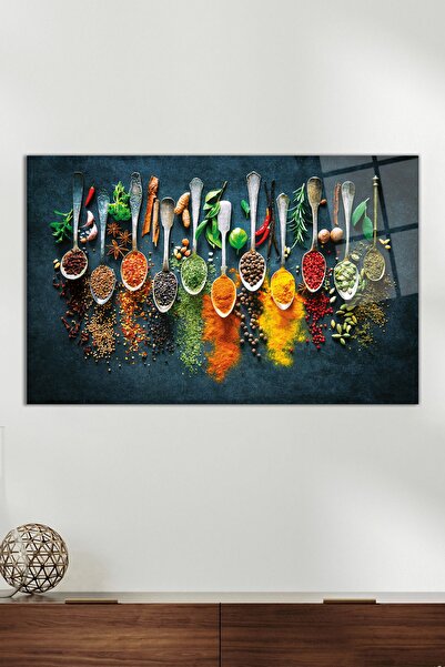 Vosevu Ot ve Baharat Çeşitleri Cam Tablo, Modern Ev Ofis Dekoru, Hediyelik Du...