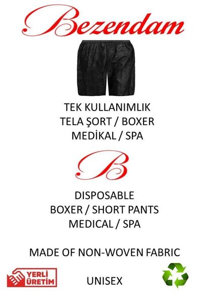 Bezendam 100 Adet Tek Kullanımlık Tela Şort Kullan At Şort Spa Şort Boxer Tek Tek Paketli