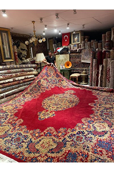 RD RAMAZAN DAĞ EL HALI SANATI El Dokuma İran Kirman Laver Halısıdır İmzalı Ebat 450x350.