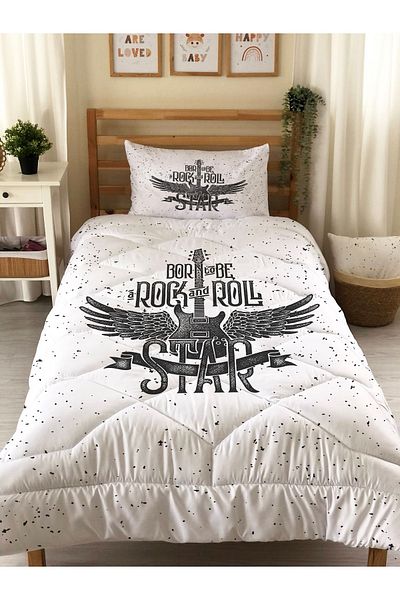 Evmila Single Quilted Quilt - Double Sided Patterned Sleeping Set Without Lump